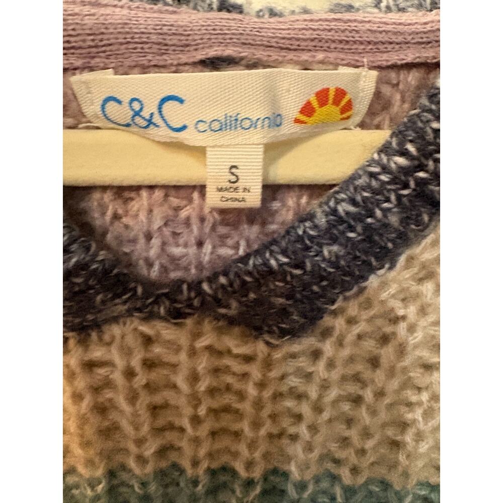 C&C California Striped Hooded Sweater Multicolor Size Small 4-8 - Picture 4 of 5